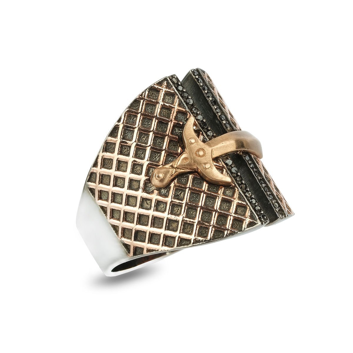 Altın Kaplama Kılıç Figürlü Gümüş Yüzük