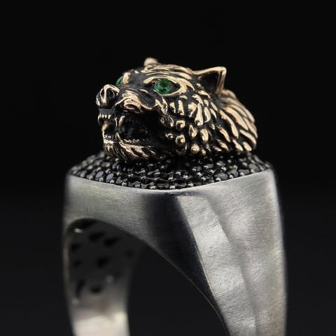 Üç Boyutlu Kurt Gümüş Yüzük