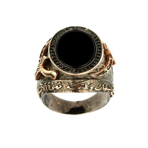 Ayet İşli Kılıç Detaylı Gümüş Yüzük