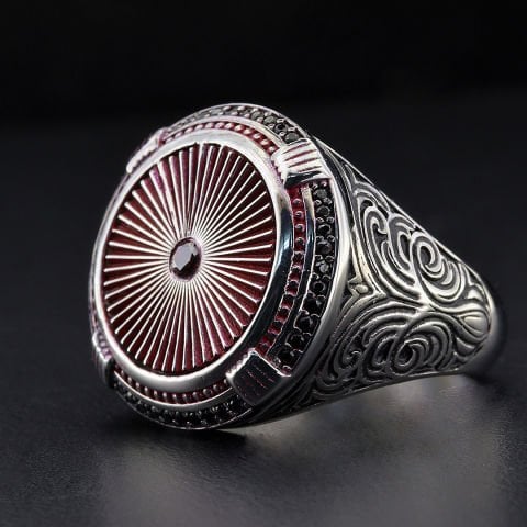 Yaşam Çarkı Figürlü Gümüş Yüzük