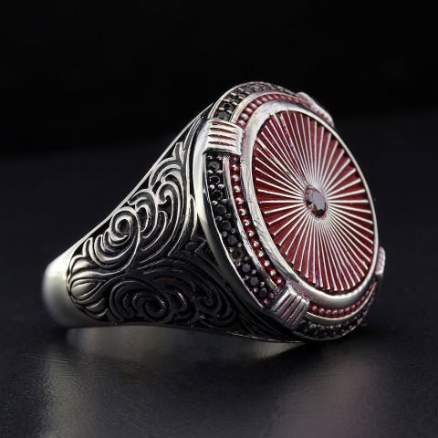 Yaşam Çarkı Figürlü Gümüş Yüzük