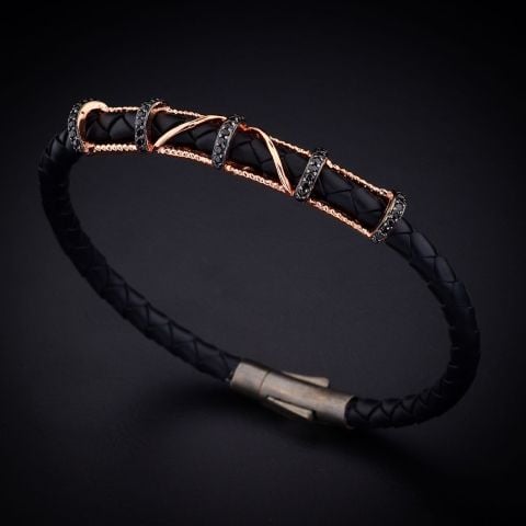 Kauçuk Örgülü Gümüş Bileklik-KG100855