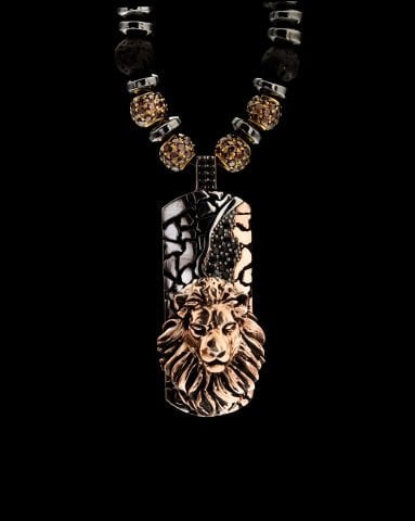 Aslan Figürlü Doğal Taş(Lapis-Onix) Kolye